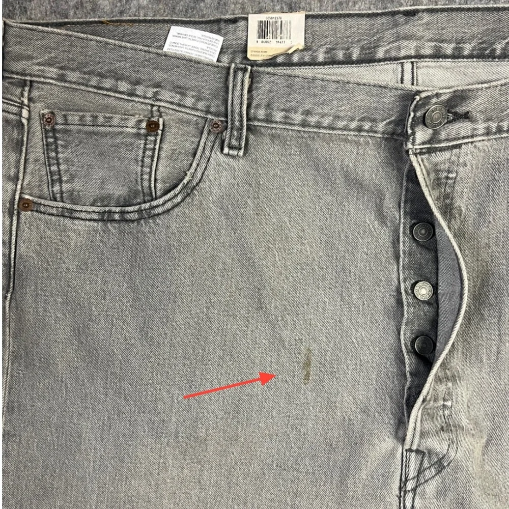 Levi's 501 Original Jeans 44x30 Gray Straight Leg Button Fly Stretch Denim New